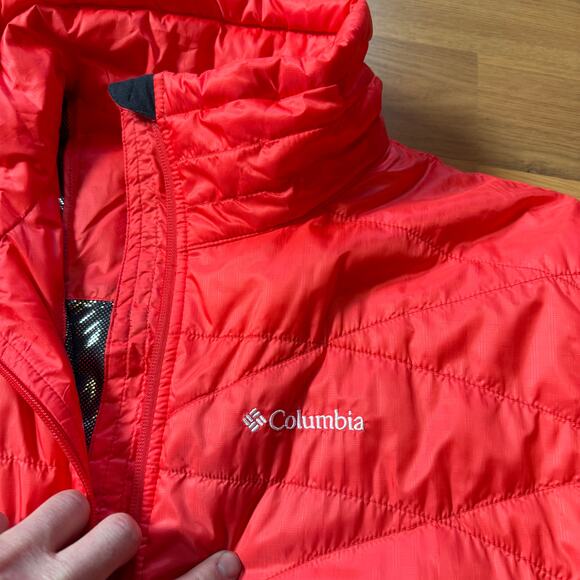 Women's Columbia Bright Red Pink Omni-Heat Insulated Winter Puffer Jacket Sz 2X - Picture 7 of 9